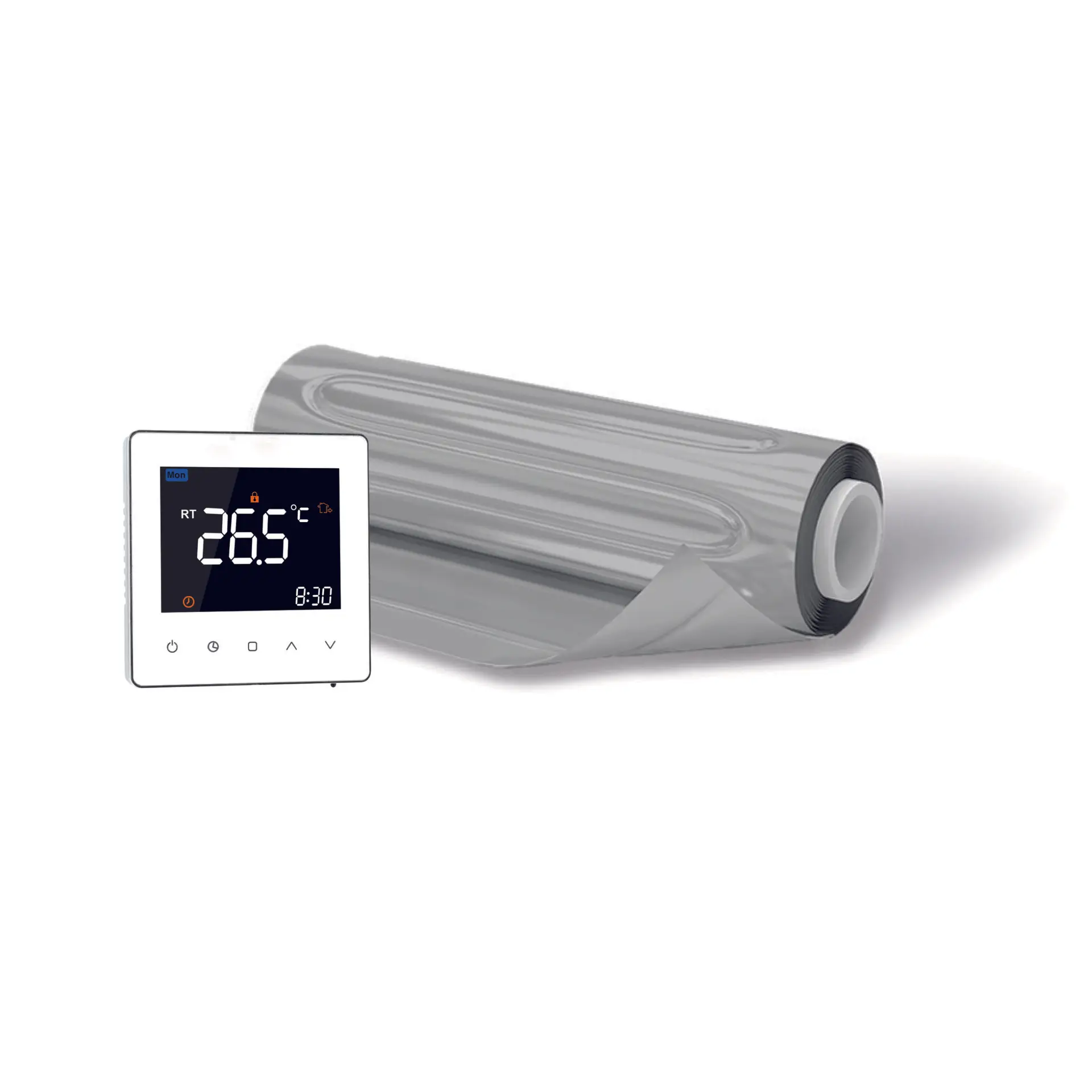Helios-110-640-met-Alu-mat-2024 Magma-Alu-elektrische-vloerverwarming-mat-met-Helios-110-640 thermostaat