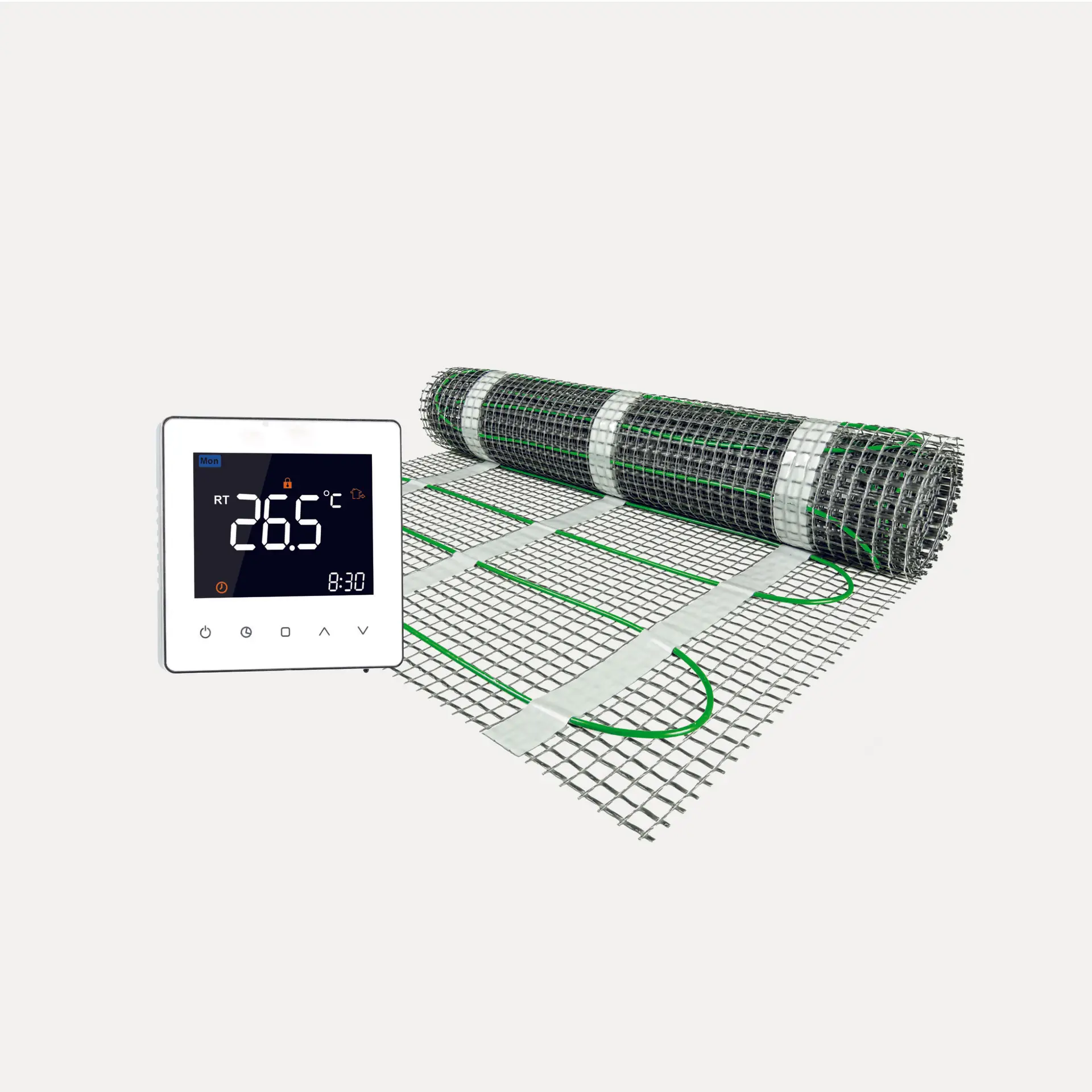 Helios-110-met-Magma-mat-2024 Magma standaard elektrische vloerverwarming mat met Helios-110-thermostaat