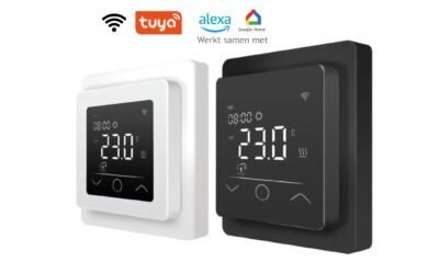 WiFi thermostaat Helios 650-660 voor elektrische vloerverwarming wit en zwart en alexa google-home
