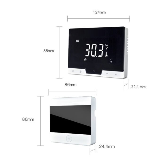 Afmetingen EasyComfort-570-574 wifi thermostaat zwart draadloos